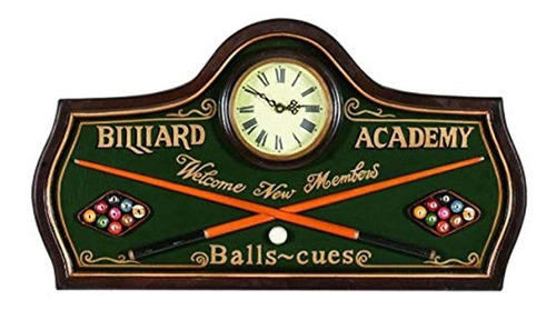 Ram Gameroom Products Pub Sign With Clock Billiard Academy