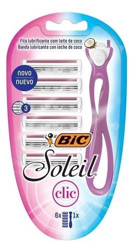 2 Pza Rastrillo Bic Soleil Clic 1 Pza + 6 Cartuchos