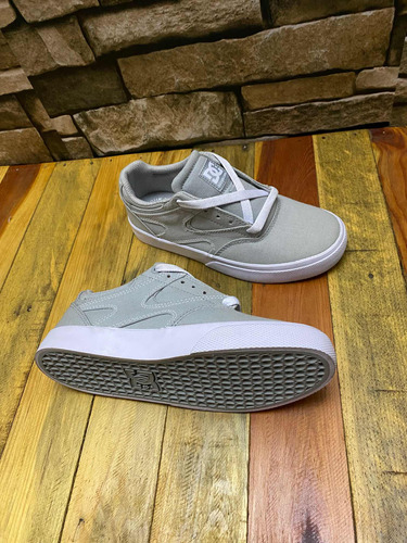 Tenis Dc Kalis Vulc Mid Color Gris, Par Americano, 2 Puestas