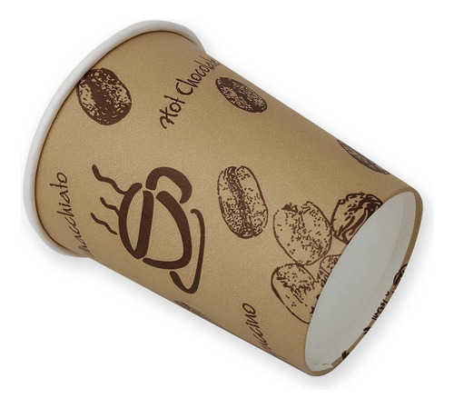 100 Vasos Cartón Desechable Café Con Tapa 8oz (240 Ml)