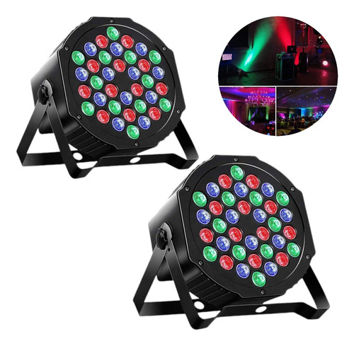 Packx2 Luz Disco 36 Led Dj Rgb Dmx Audio Proyector Fiesta