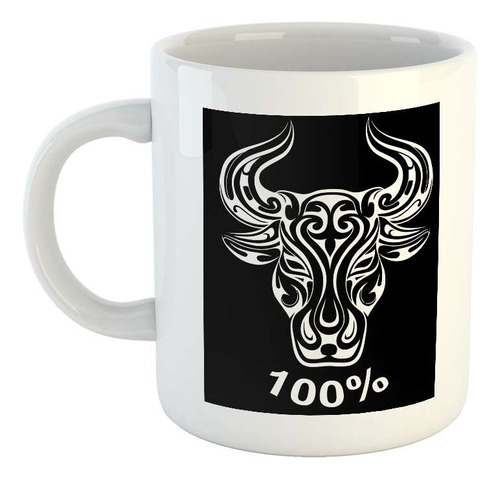 Taza Ceramica Cien Porciento Foto Toro Negro