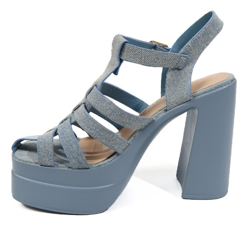 Sandalias Con Taco Cerradas Denim Jeans