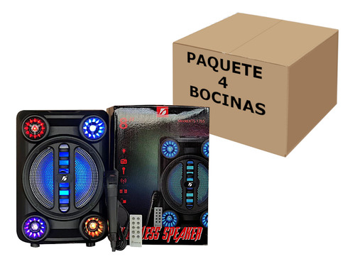 Bocina Portatil Amplificada Microfono Control 8in Fm Tws 4pz