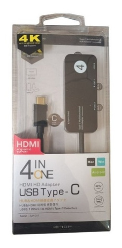 Convertidor Hub Usb Tipo C Hdmi 4k Usb 3.1 Datos Usb Tipo C