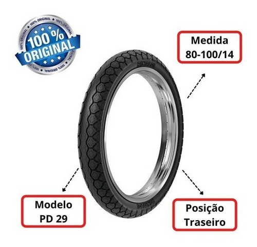 Pneu Moto Traseiro Aro 14 80/100-14 T49l Pd29 Pop 100