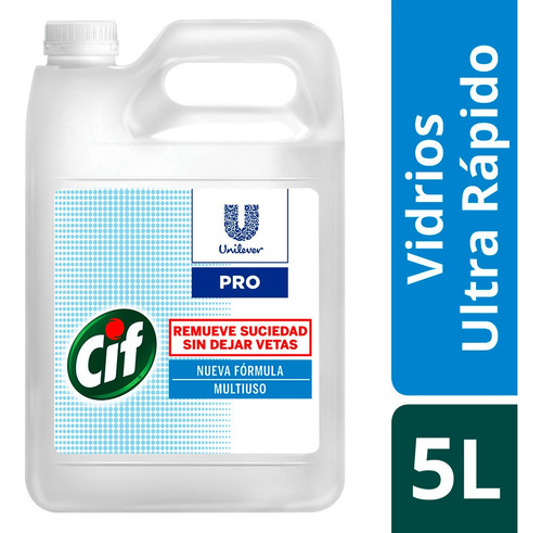 Imagen 1 de 2 de Cif Limpiador Vidrios Ultra Rápido Profesional 5l