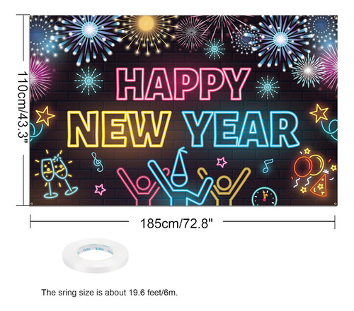 Cartel De Neón Extragrande Happy New Year 72.8 Cm