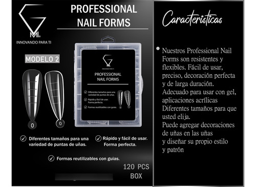 Tips Dual System Nail Forms 3 Cajas C/u 120 Pzas. 3 Modelos Transparente