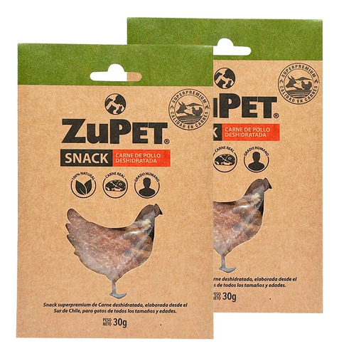 Pack X2 Snack Gato Zupet Deshidratado Pollo 30 Gr