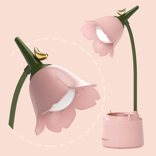 Lámpara De Escritorio Regulable, Recargable Por Usb, Rosa