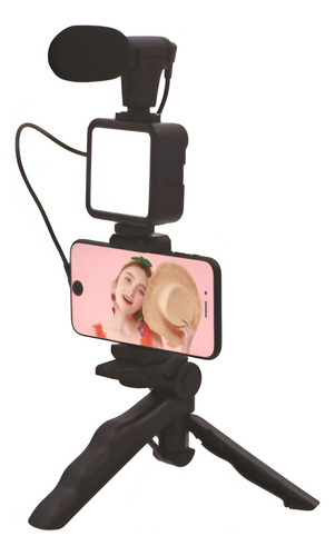Kit Youtuber Vlog Live Tripé Celular Led Luz Com Controle