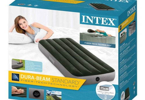 Imagen 4 de 4 de Colchon Inflable Intex Con Inflador 64760 Downy Airbed Cuota