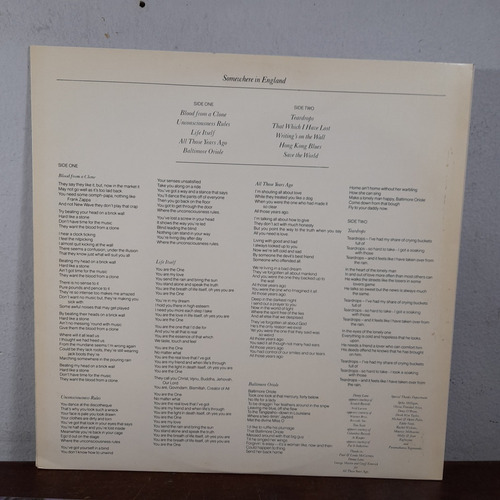 Imagem 4 de 8 de Vinil Lp George Herrison Somewhere In England Encarte, Ótimo