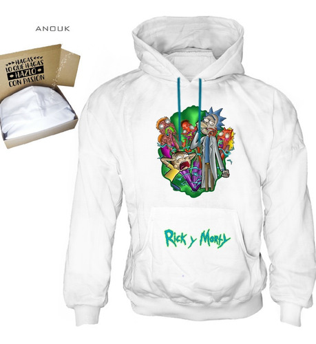 Imagen 5 de 10 de Buzo Hoodie Personalizado Rick & Morty Saco Unisex Estampado