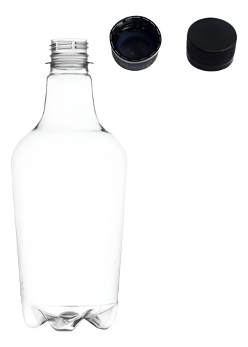 332 Garrafa Pet Cristal Growler 1 Litro Com Tampa Vedante Cor Preto