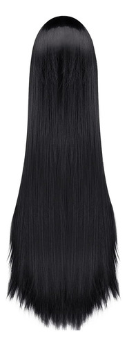Peluca Negra Larga Para Mujer, Natural Para Uso Diario Color Negro Tamaño De La Base M
