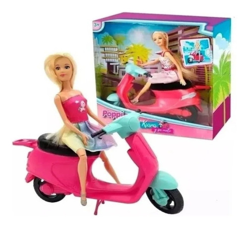 Imagen 2 de 3 de Muñeca Kiara Y Su Moto Poppi Doll Original Muñeca Articulada