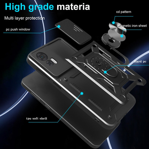 Funda Para Motorola Edge 30 Neo Xunjia Uso Rudo Anillo Negro Xunjia
