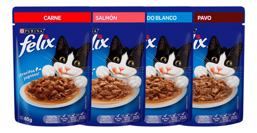 Alimento Húmedo Para Gato Felix Pack Surtido X4 340 Gr