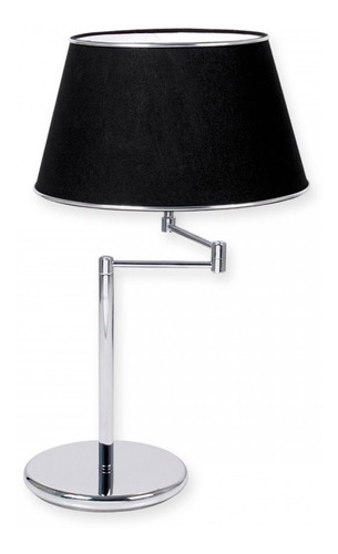 Lampara Mesa Led Luz Moderno Velador Living Dormitorio Lds Estructura Cromado Pantalla Negro