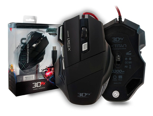 Imagen 3 de 3 de Mouse Gamer 3dfx X Titan - Usb - Hasta 3200 Dpi - 6 Botones