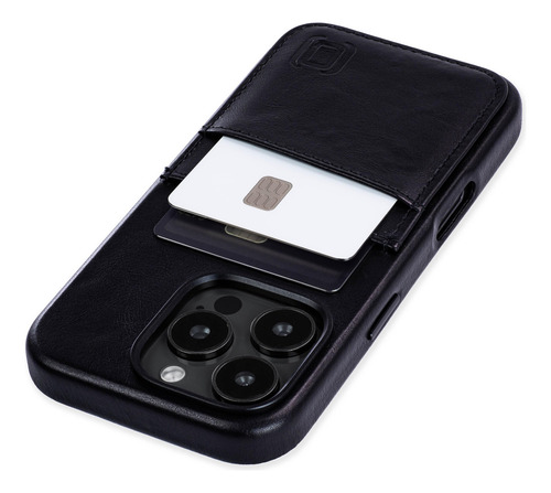 Card Case Dockem Genuine Leather For iPhone 16 Pro Black