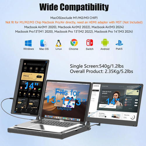 Kefeya 14 Extensor De Monitor De Computadora Portátil Triple