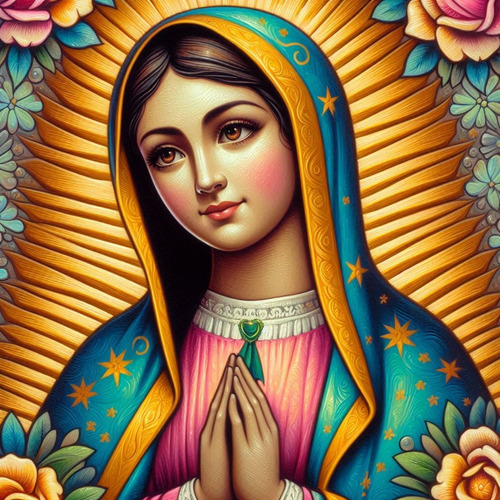 Cuadro Decorativo Virgen Guadalupe Luz Y Esperanza 80x80 Cm