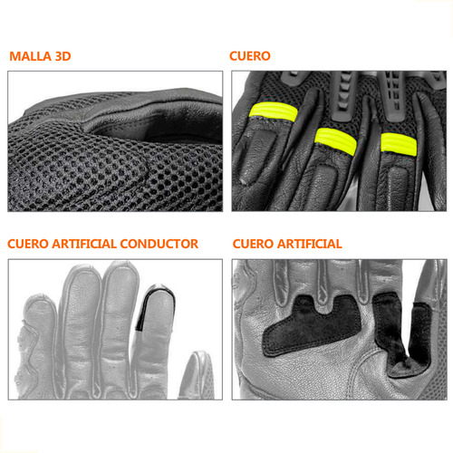 Guante Moto Con Protecciones - Hombre - Negro/amarillo