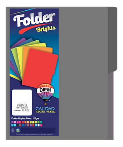 Folder Tamaño Carta Colores Brillantes 25 Pzas Color Gris Intenso