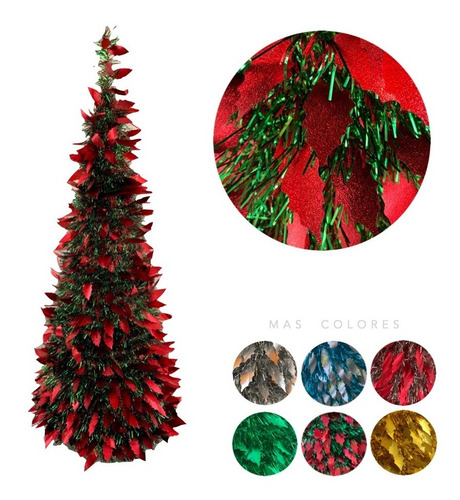 Imagen 2 de 10 de Arbol De Navidad Espiral Plegable 1,10 Mts Hojas Con Luz Led