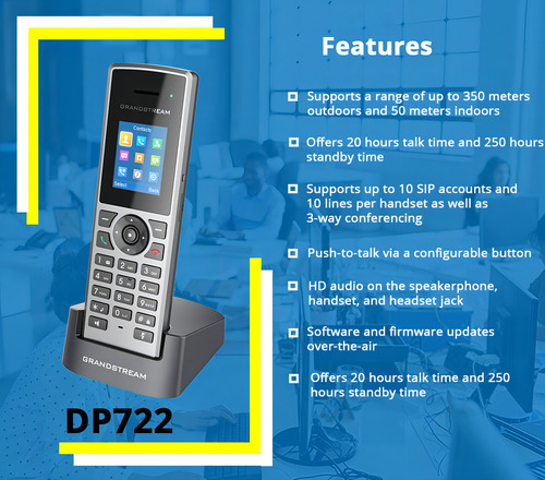 Grandstream Dp722 Telefone Voip Sem Fio Dect