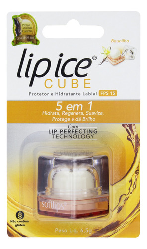  Hidratante e Protetor Labial FPS 15 Baunilha Lip Ice Cube Blister 6,5g