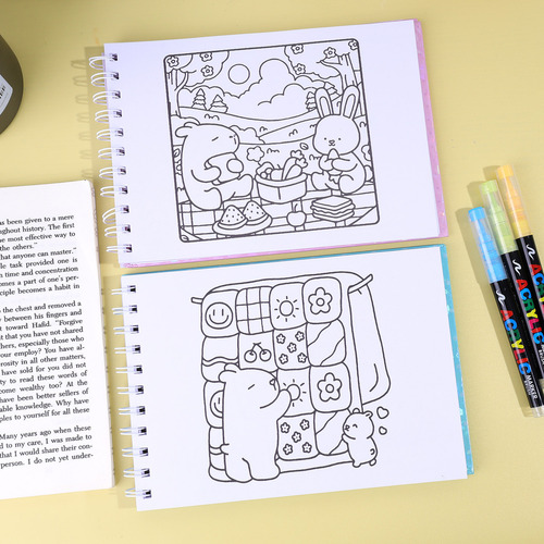 4 Libros Para Colorear Capibaras C/24 Colores Lápices