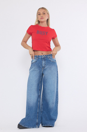 Remera Baby Tee Crop Elastizada Busy Moda Mujer Scombro