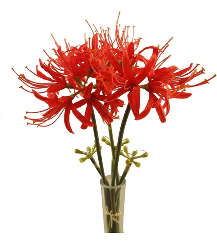 Calcifer 3 Tallos Lirios De Araña Rojos Flores Artificiales