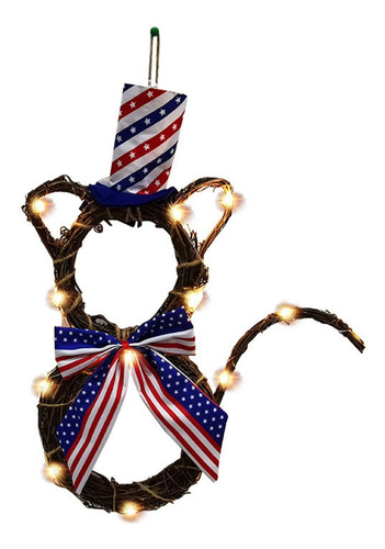 Glowing Cat Shaped Rattan Wreath Decoration