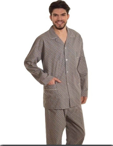 Pijama Hombre Prendido Abotonado M/larga P/largo100% Algodon