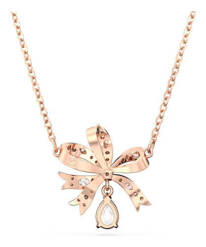 Swaro Volta Necklace, Bow, Small, White, Rose Gold-tone
