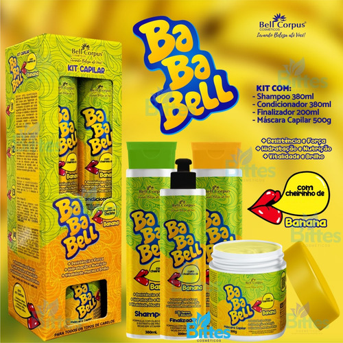 Kit Bababell Banana Bell Corpus Nutrição Maciez Fios Capilar