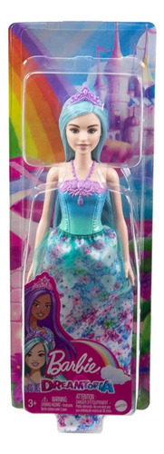 Mattel Barbie Hgr16 Dreamtopia muñeca cabello celeste y vestido estampado