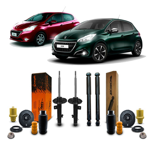 4 Amortecedor Kit Dianteiro Traseiro Peugeot 208 2013 A 2019