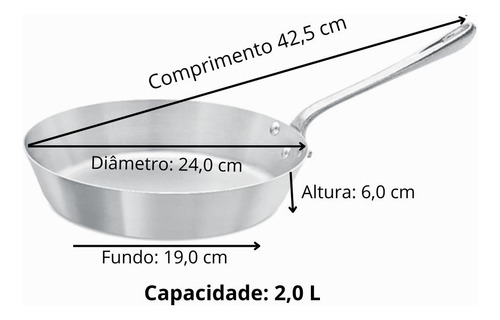 Frigideira Hotel Industrial Nº 24 Com Cabo - Alumínio
