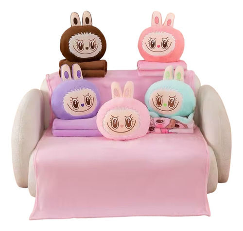 Almohada Con Manta De Labubu Marrón