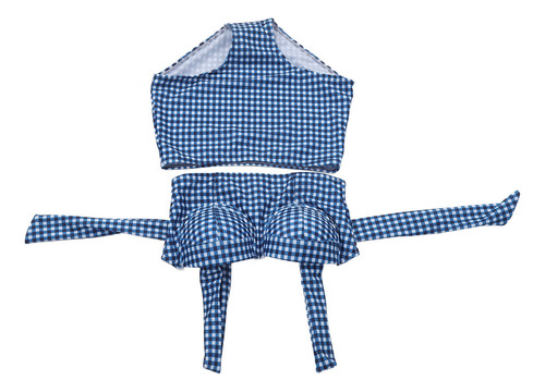 Traje De Baño De Dos Piezas A Cuadros Para Mujer Cintura