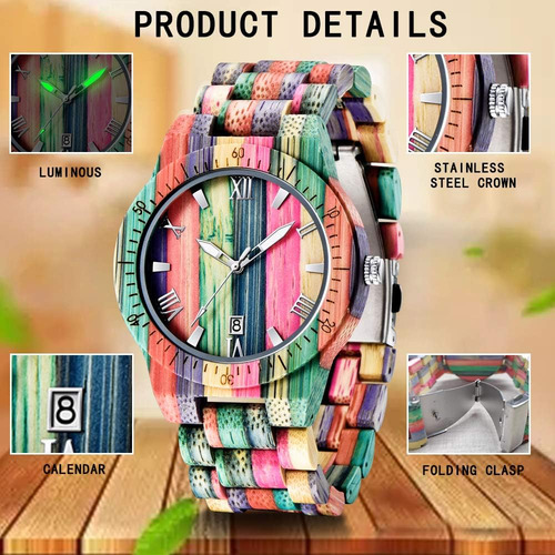 Dentily Relojes De Madera Para Hombres Reloj De Madera De Ba