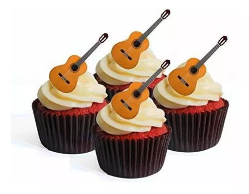 Adornos Comestibles Para Cupcakes De Guitarras Acústicas - D