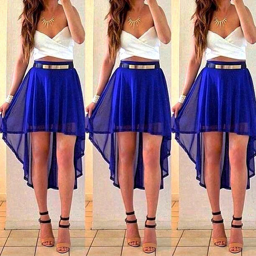 Vestido De Fiesta/noche Asimétrico Falda De Gasa Y Top!!