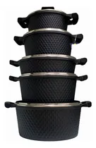 Comprar Set De Ollas Suprema Granito 10 Pcs Color Negro Con T\u002Fvidrio